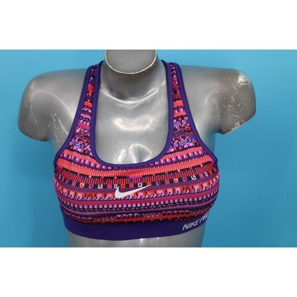 NIKE PRO PURPLE MULTI-COLOR SIZE M SPORTS BRA - Picture 1 of 7